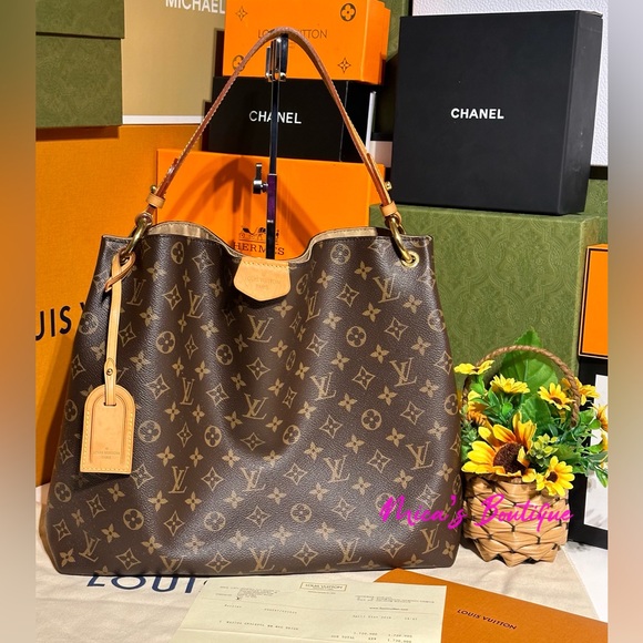 LOUIS VUITTON w/COA Complete Inclusion Graceful MM Monogram Hobo BAG - Picture 1 of 17